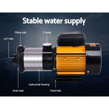 Giantz Garden Water Pump High Pressure 2500W 6-Stage Tank Irrigation Yellow - Side View