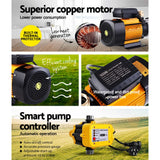 Giantz Garden Water Pump High Pressure 2500W Max 6-Stage Tank Irrigation Transfer Booster Yellow - Top-Down View