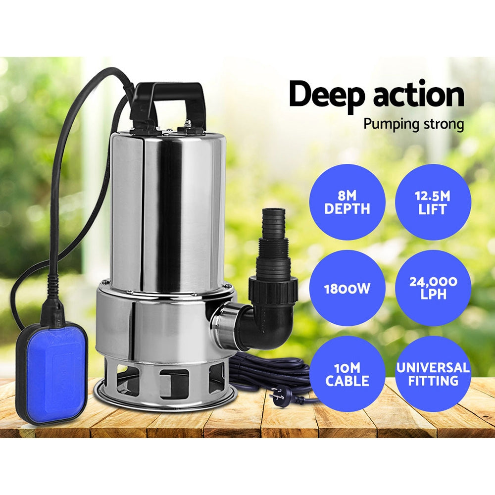 High-Power 1800W Stainless Steel Submersible Water Pump by Giantz