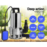 High-Power 1800W Stainless Steel Submersible Water Pump by Giantz - Side View
