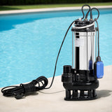 Giantz 2000W Max. Submersible Dirty Water Pump Bore Tank Well Steel Automatic - Close-Up Angle