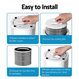 Devanti Air Purifier 3-layer HEPAh11 Filter Home Freshener Carbon PM2.5 Remover - 45-Degree Angle