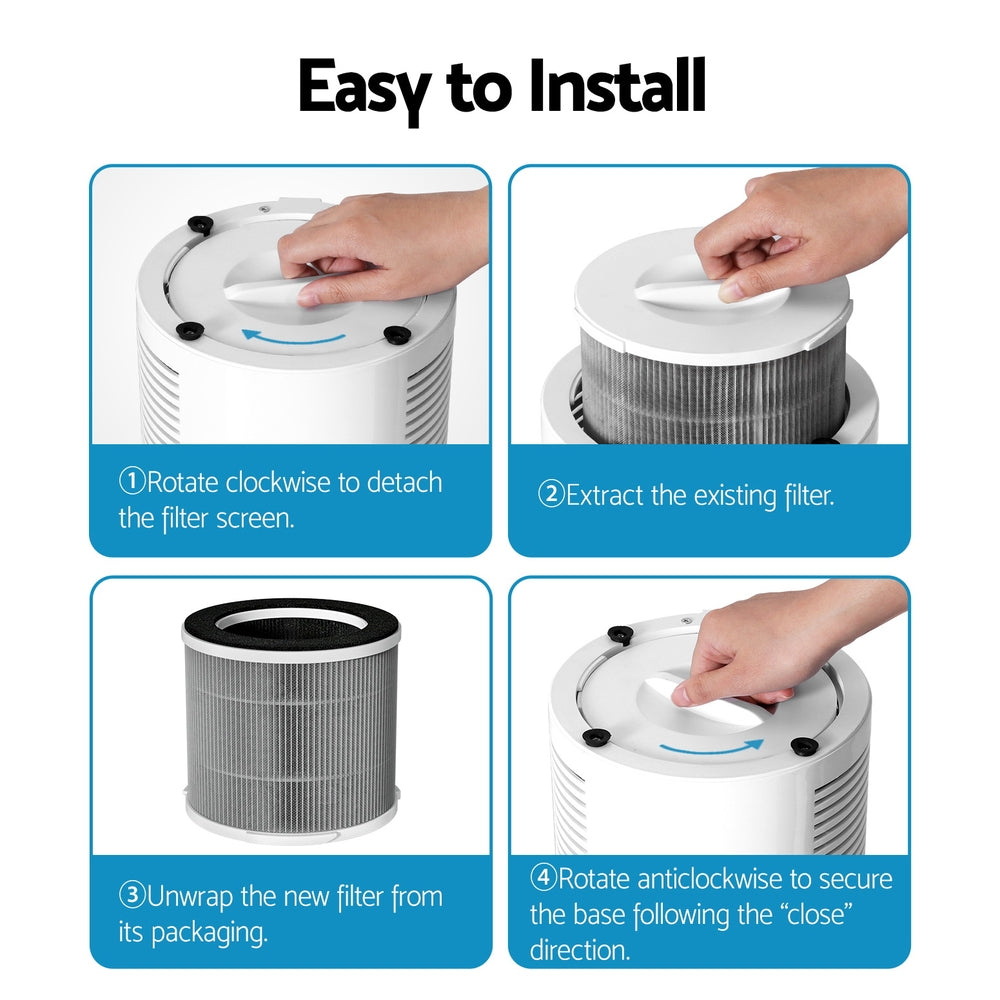 Devanti Triple-Action HEPA H11 Air Purifier Replacement Filter with Activated Carbon