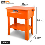 Unimac 86L Heavy Duty Multi Purpose Auto Parts Washer, with Removable Work Shelf, Parts Basket - Rear View