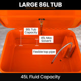 Unimac 86L Heavy Duty Multi Purpose Auto Parts Washer, with Removable Work Shelf, Parts Basket