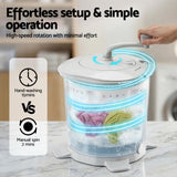 Devanti Portable Washing Machine Manual Spin Dryer Compact for Camping Caravan Apartment - 45-Degree Angle