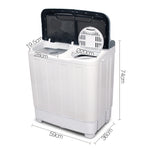 Devanti white 4.6kg portable twin tub washing machine, separate wash and spin tubs