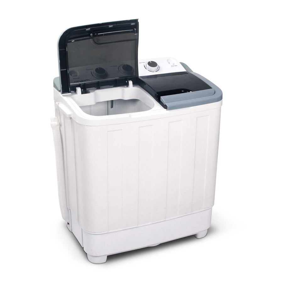 Devanti white 4.6kg portable twin tub washing machine, large opening lid