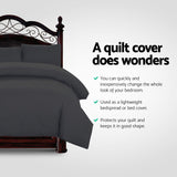 Giselle Bedding Quilt Cover Set Classic Black Queen - Side View