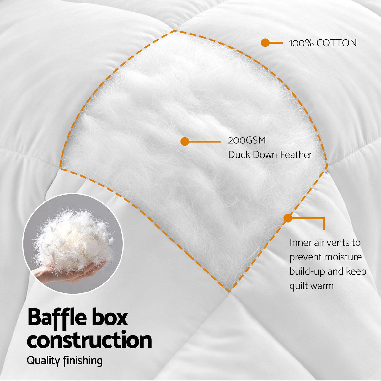 Giselle Bedding Double Quilt, 200GSM Summer Duck Down Feather Doona Insert