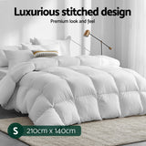 Giselle Bedding 700GSM Duck Down Feather Quilt Duvet Doona Winter Blanket Single - Front View