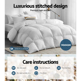 Giselle Bedding 700GSM Duck Down Feather Quilt Super King - Rear View