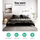 Giselle Bedding Faux Mink Quilt Charcoal Super King - Side View