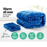 Giselle Bedding Faux Mink Quilt Blue Super King - Side View