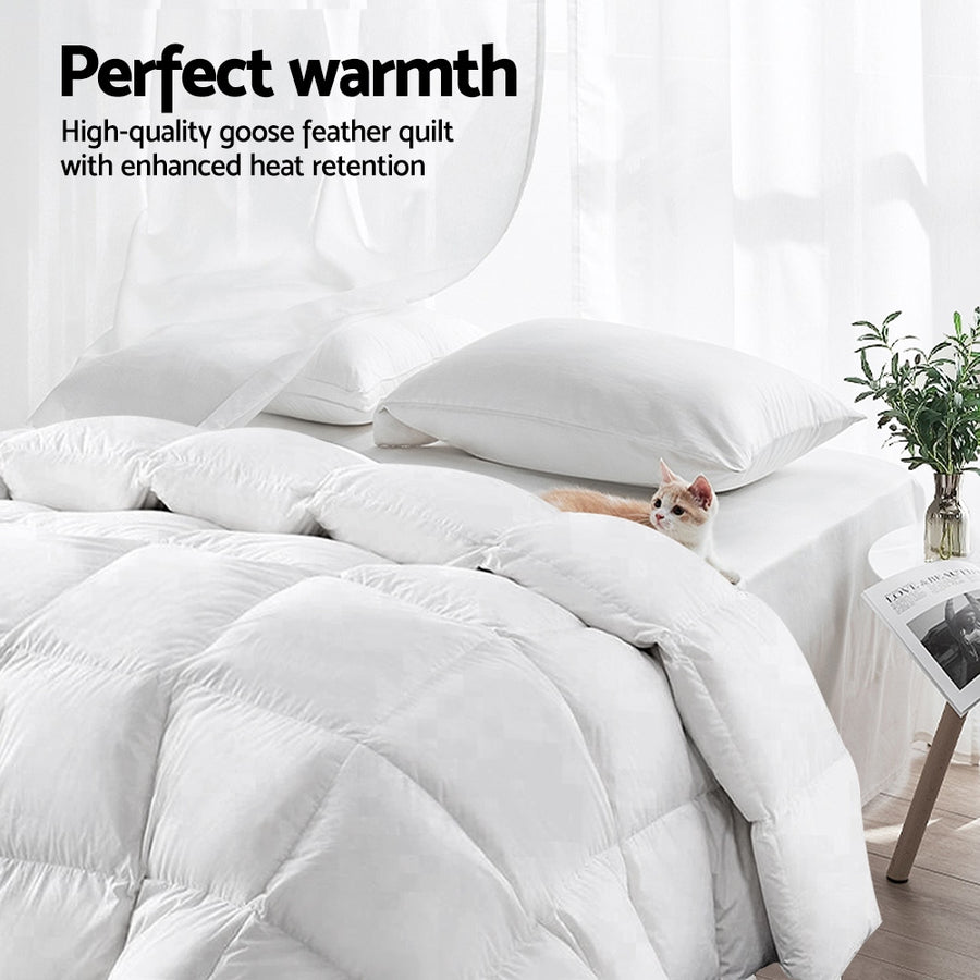 Giselle Bedding 700GSM white goose down feather quilt, queen size, baffle construction