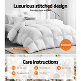 Giselle Bedding 800GSM Goose Down Feather Quilt Super King - Rear View