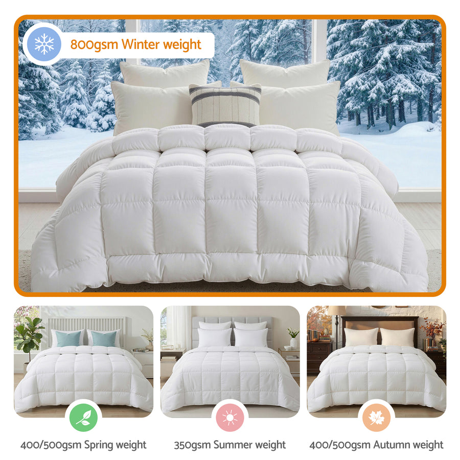 Giselle Bedding Wool Quilt 800GSM Extra Thick Double Winter Doona Baffle Box Construction 100% Wool Filling