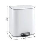 Cefito 20L Trash Bin Steel Pedal Bins Soft Close Kitchen Rubbish Waste Can White