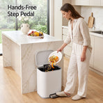 Cefito 20L Trash Bin Steel Pedal Bins Soft Close Kitchen Rubbish Waste Can White