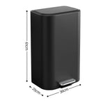 Cefito 30L Pedal Rubbish Bin Kitchen Trash Garbage Waste Can Soft Close Black