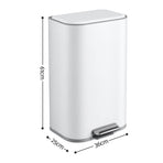Cefito 30L Pedal Rubbish Bin Kitchen Trash Garbage Waste Can Soft Close White