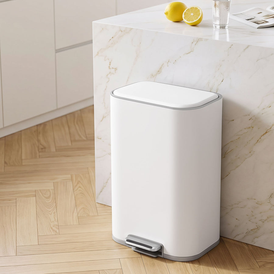 Cefito 30L Pedal Rubbish Bin Kitchen Trash Garbage Waste Can Soft Close White