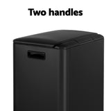 Cefito Pedal Bins Rubbish Bin Dual Compartment Waste Recycle Dustbins 40L Black - 45-Degree Angle