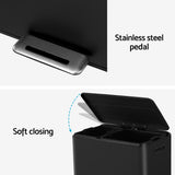 Cefito Pedal Bins Rubbish Bin Dual Compartment Waste Recycle Dustbins 40L Black - Rear View