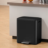 Cefito Pedal Bins Rubbish Bin Dual Compartment Waste Recycle Dustbins 40L Black - Close-Up Angle