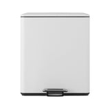 Cefito Pedal Bins Rubbish Bin Dual Compartment Waste Recycle Dustbins 40L White - Side View