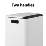 Cefito Pedal Bins Rubbish Bin Dual Compartment Waste Recycle Dustbins 40L White - 45-Degree Angle