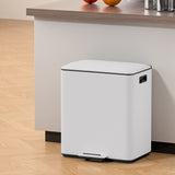 Cefito Pedal Bins Rubbish Bin Dual Compartment Waste Recycle Dustbins 40L White - Close-Up Angle