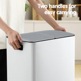 Cefito Pedal Bins Rubbish Bin Dual Compartment Waste Recycle Dustbins 40L White - 45-Degree Angle