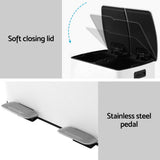 Cefito Pedal Bins Rubbish Bin Dual Compartment Waste Recycle Dustbins 40L White - Rear View