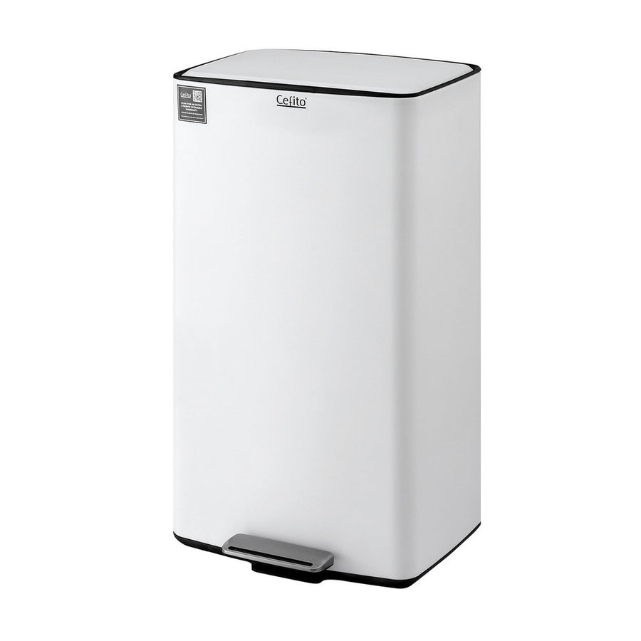 Cefito Pedal Bins Rubbish Bin Waste Recycle Dustbins Kitchen Trash Can 40L White