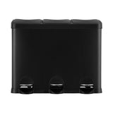 Cefito Pedal Bins Rubbish Bin Triple Compartments Waste Recycle Dustbins 45L - Side View