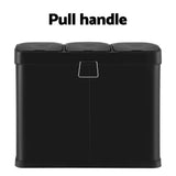 Cefito Pedal Bins Rubbish Bin Triple Compartments Waste Recycle Dustbins 45L - Rear View