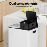 Cefito Pedal Bins Rubbish Bin Dual Compartment Waste Recycle Dustbins 60L White - Top-Down View