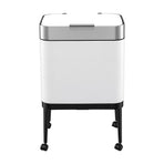Cefito 40L Press Top Trash Can Kitchen Rubbish Bin Moblie Stainless Steel White