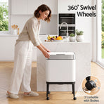 Cefito 40L Press Top Trash Can Kitchen Rubbish Bin Moblie Stainless Steel White