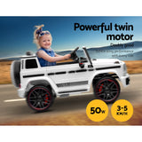 Kids Electric Ride On Car Mercedes-Benz Licensed AMG G63 Toy Cars Remote White - Top-Down View