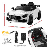 Kids Electric Ride On Car Mercedes-Benz AMG GTR Licensed Toy Cars Remote White - Front View