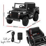 Rigo Kids Electric Ride On Car Jeep Military Off Road Toy Cars Remote 12V Black - Front View