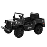 Rigo Kids Electric Ride On Car Jeep Military Off Road Toy Cars Remote 12V Black - Top-Down View