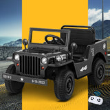 Rigo Kids Electric Ride On Car Jeep Military Off Road Toy Cars Remote 12V Black - Low Angle