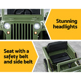 Rigo Kids Electric Ride On Car Jeep Military Off Road Toy Cars Remote 12V Olive - Rear View