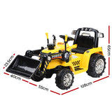 Rigo Kids Electric Ride On Car Bulldozer Digger Loader Remote 6V Yellow - Front View