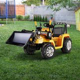 Rigo Kids Electric Ride On Car Bulldozer Digger Loader Remote 6V Yellow - Low Angle