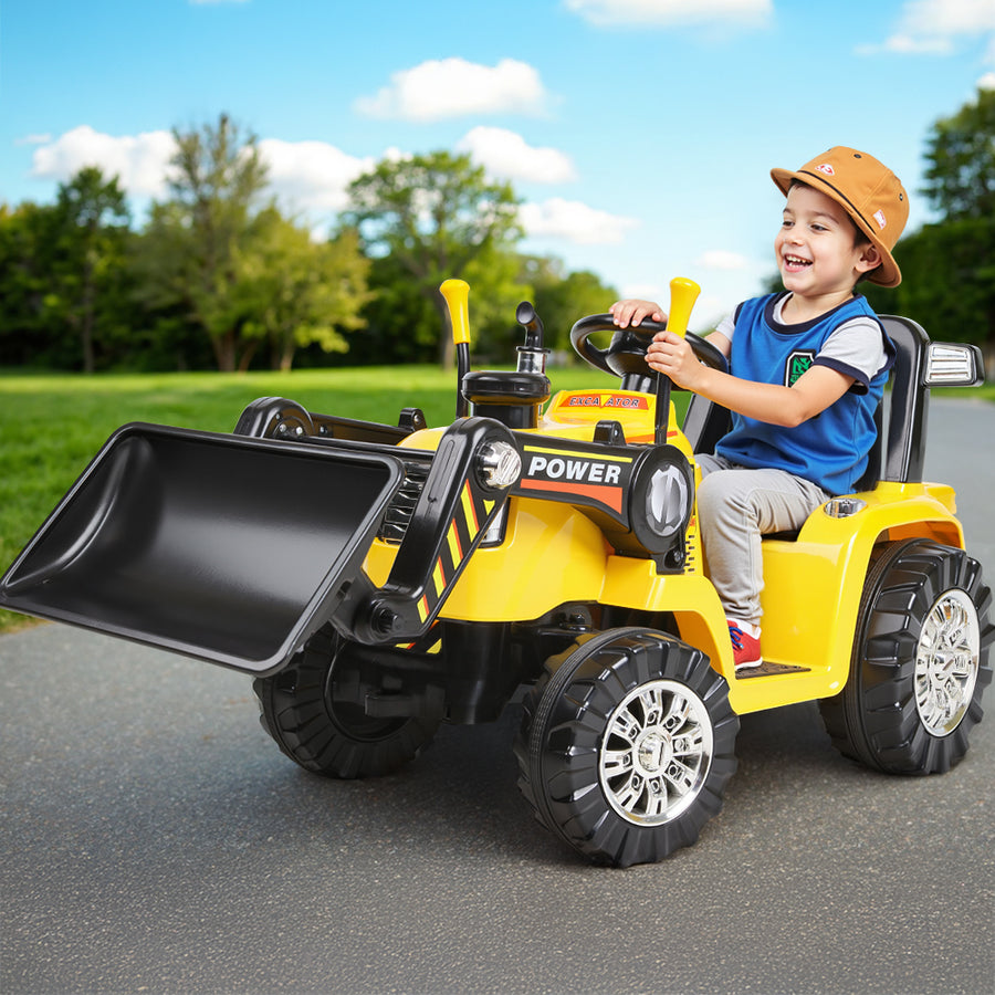 Rigo Kids Electric Ride On Car Bulldozer Digger Loader Remote 6V Yellow