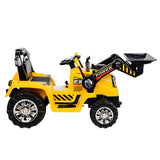 Rigo Kids Electric Ride On Car Bulldozer Digger Loader Remote 6V Yellow - Side View